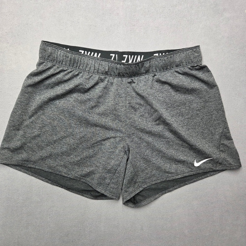 Nike Dri-FIT Womens Training Shorts Charcoal Heather Grey Size Large